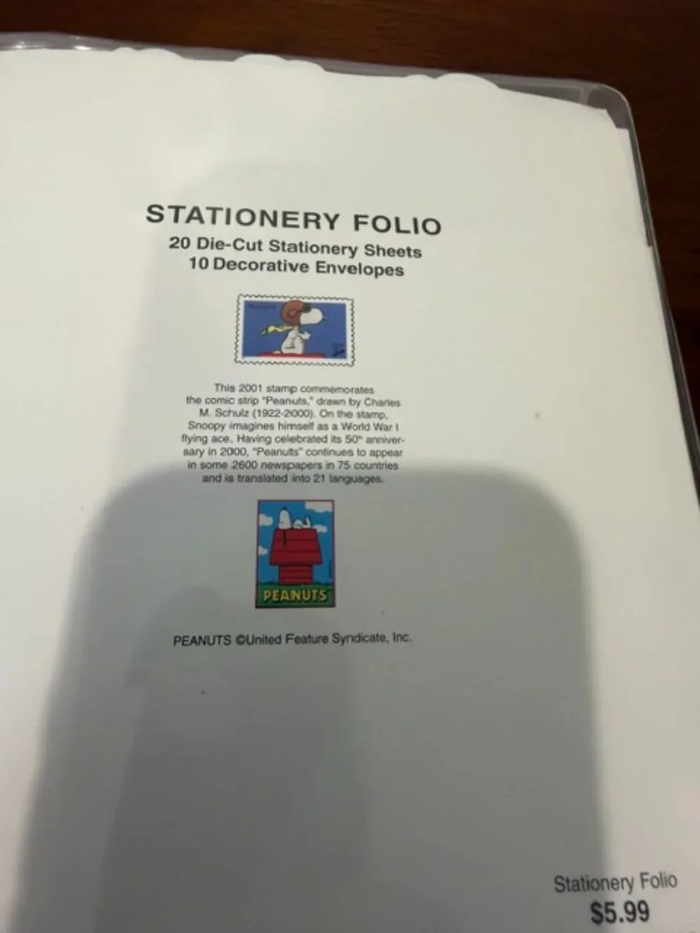 NIB Vintage 2001 Peanuts Snoopy Flying Ace Hallmark Stationery Folio Memo Bundle